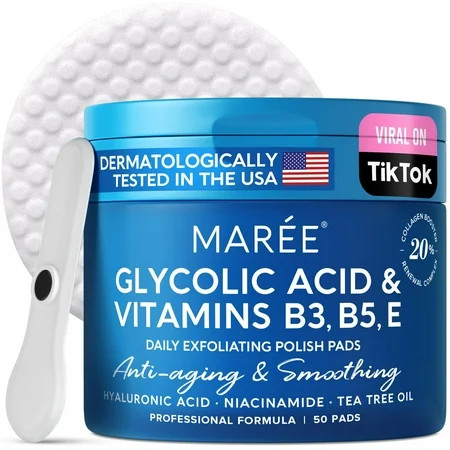 MAREE Facial Polish - Glycolic Acid Peel Pads for With Tea Tree Oil - Exfoliating Polish with Salicylic Acid & Vitamins E B3 B5 - Pads with Skin Peeling & Deep Cleaning Effect - 50 Pads C35 | Walmart (US)