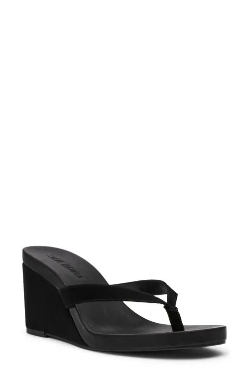 Steve Madden Playing Wedge Sandal in Black Suede at Nordstrom, Size 7 | Nordstrom