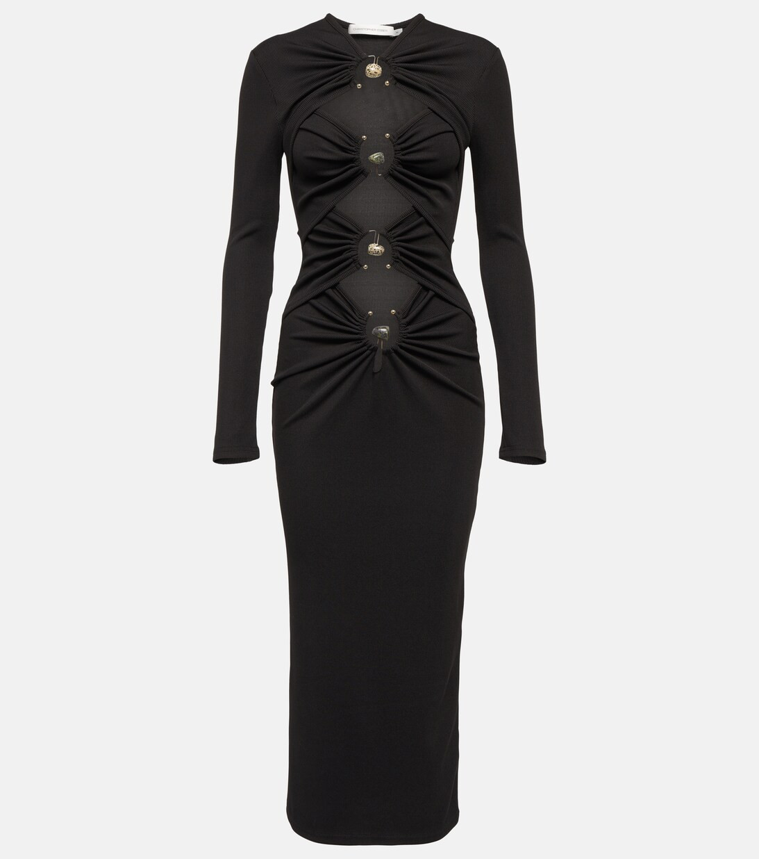 Embellished cutout jersey midi dress | Mytheresa (UK)