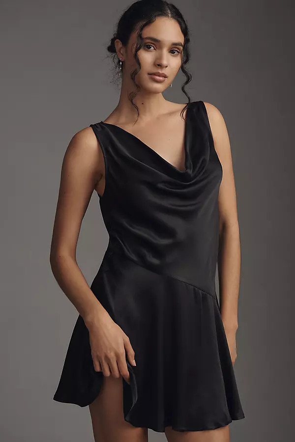 By Anthropologie Cowl-Neck Satin Mini Dress | Anthropologie (US)