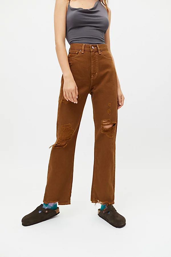 BDG High-Waisted Cowboy Jean - Ripped Chocolate | Urban Outfitters (US and RoW)