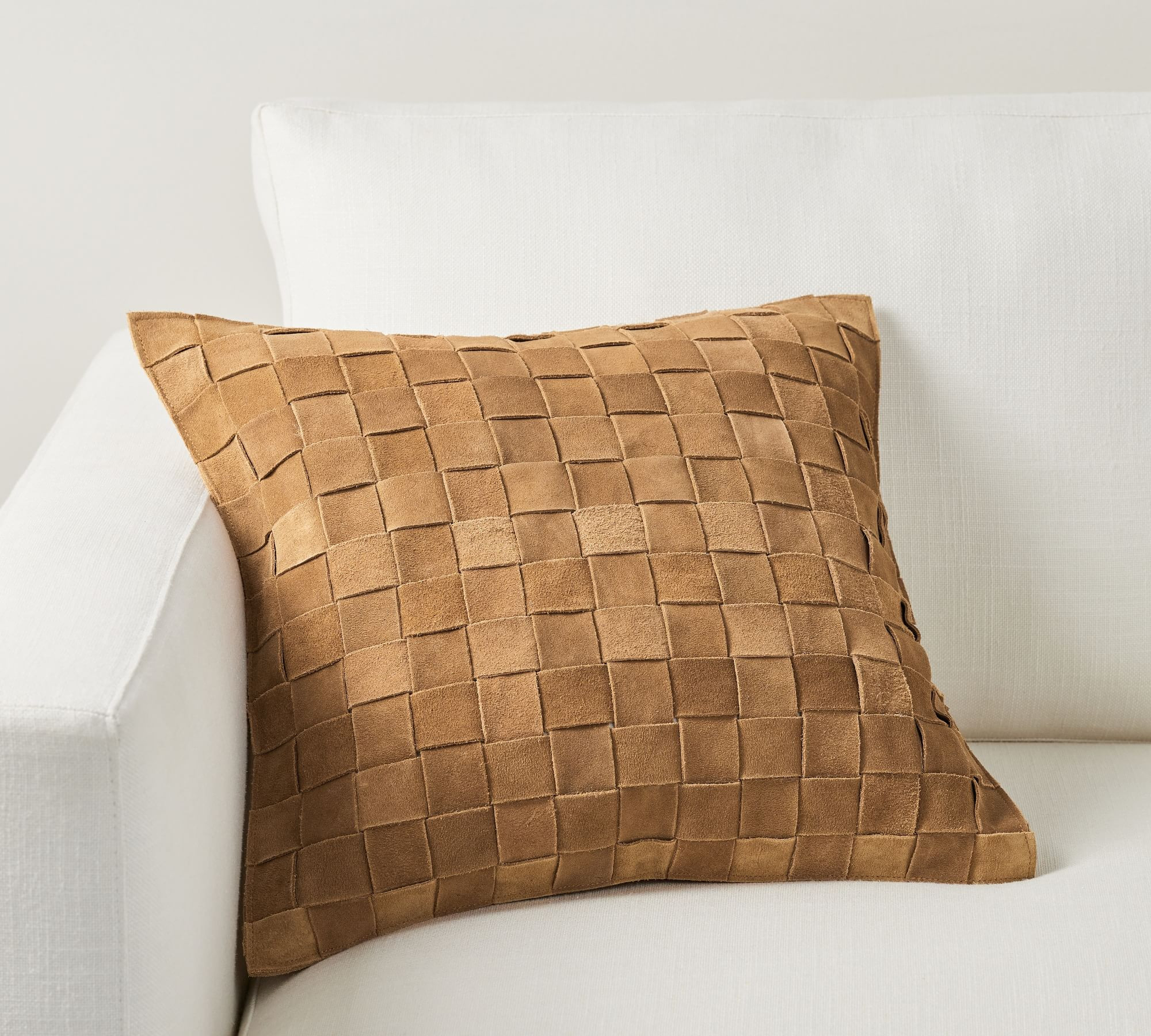 Basketweave Suede Pillow Cover | Pottery Barn (US)