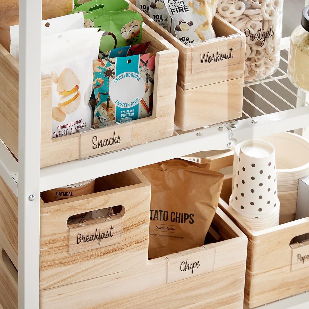 THE HOME EDIT Wooden Open Front Bin Sand | The Container Store