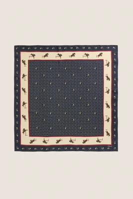 Navy Equestrian Medium Silk Scarf | Tuckernuck (US)