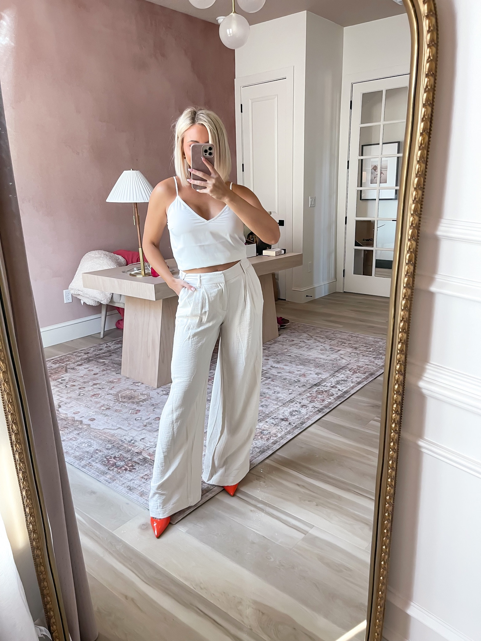 #Target finds — I love this $18 satin cami (small) and $32 pants (medium /4 ) with a pop of orange in the heel! #TargetStyle #BumpStyle #MaternityStyle 

#LTKbump #LTKunder50 #LTKstyletip