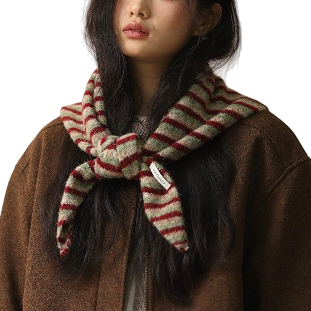 Knitted Triangle Scarf for Women Stripe Head Scarf Aesthetic Y2k Accessories Triangle Shawl Stree... | Amazon (US)