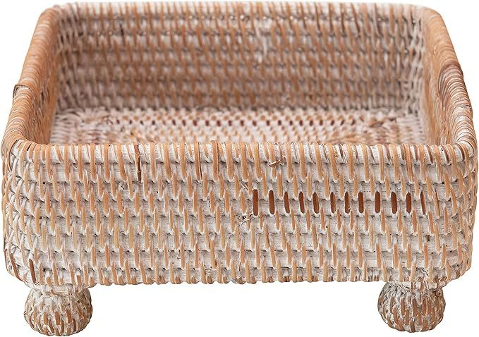Creative Co-op Hand-Woven Rattan Napkin Holder, Whitewashed Tray, Natural | Amazon (US)