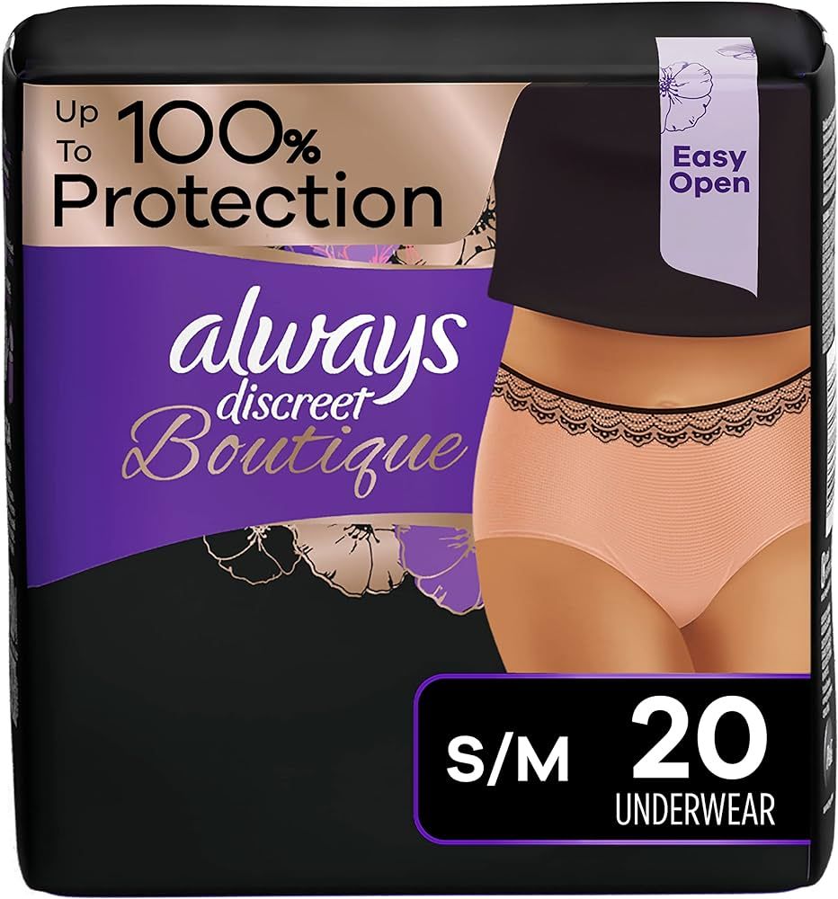 Always Discreet Boutique, Incontinence & Postpartum Underwear For Women, High-Rise, Size Small/Me... | Amazon (US)