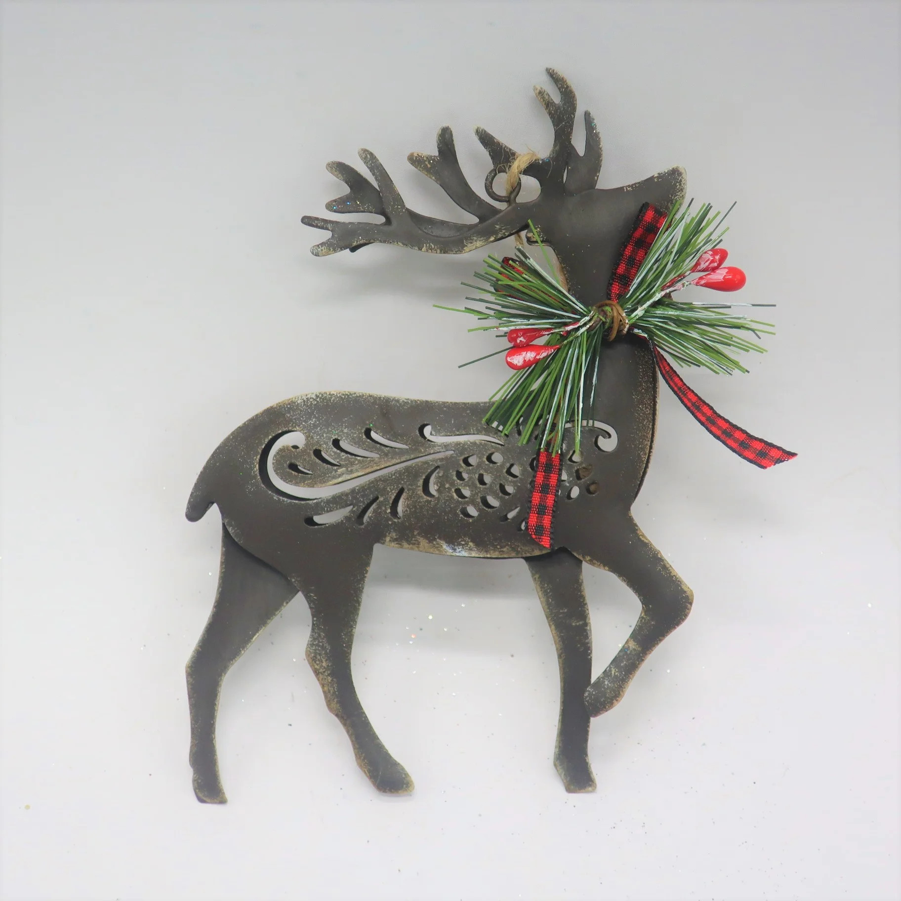 Holiday Time Brown Filigree Metal Deer W/bow Ornament - Walmart.com | Walmart (US)