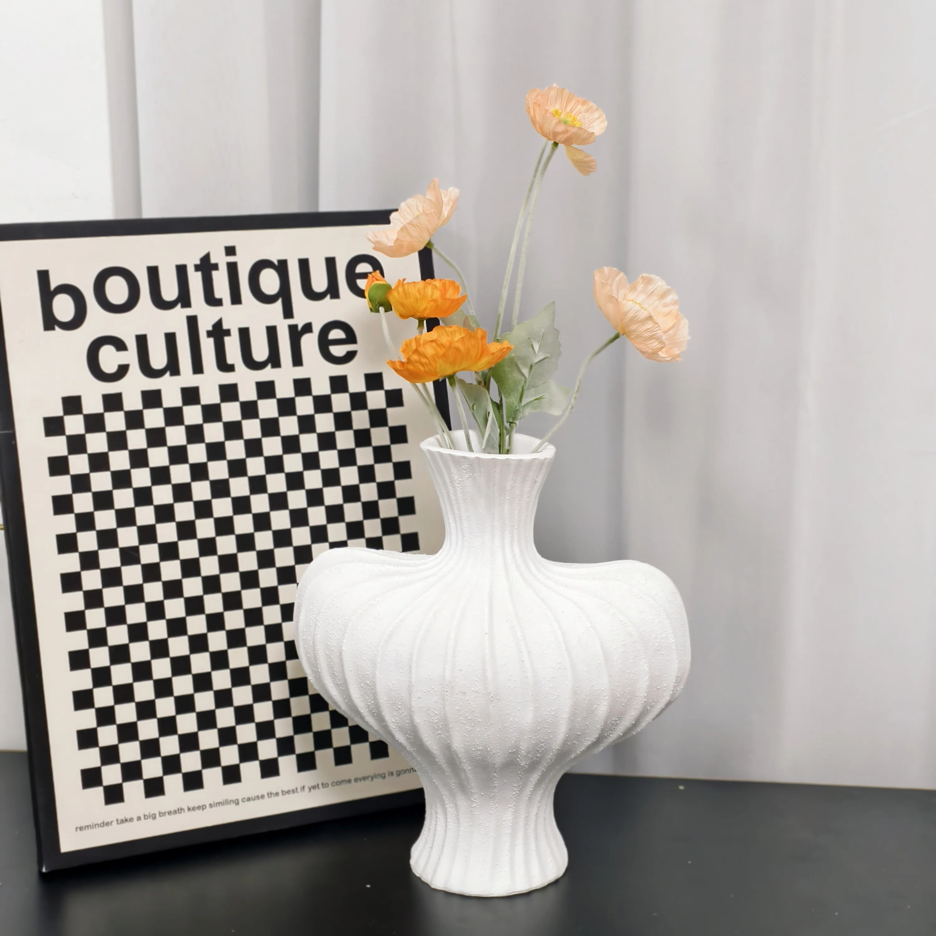 Resin Table Vase Small Flowers Vase For Shelf Dining Table Farmhouse Cabinet Decor | Wayfair UK