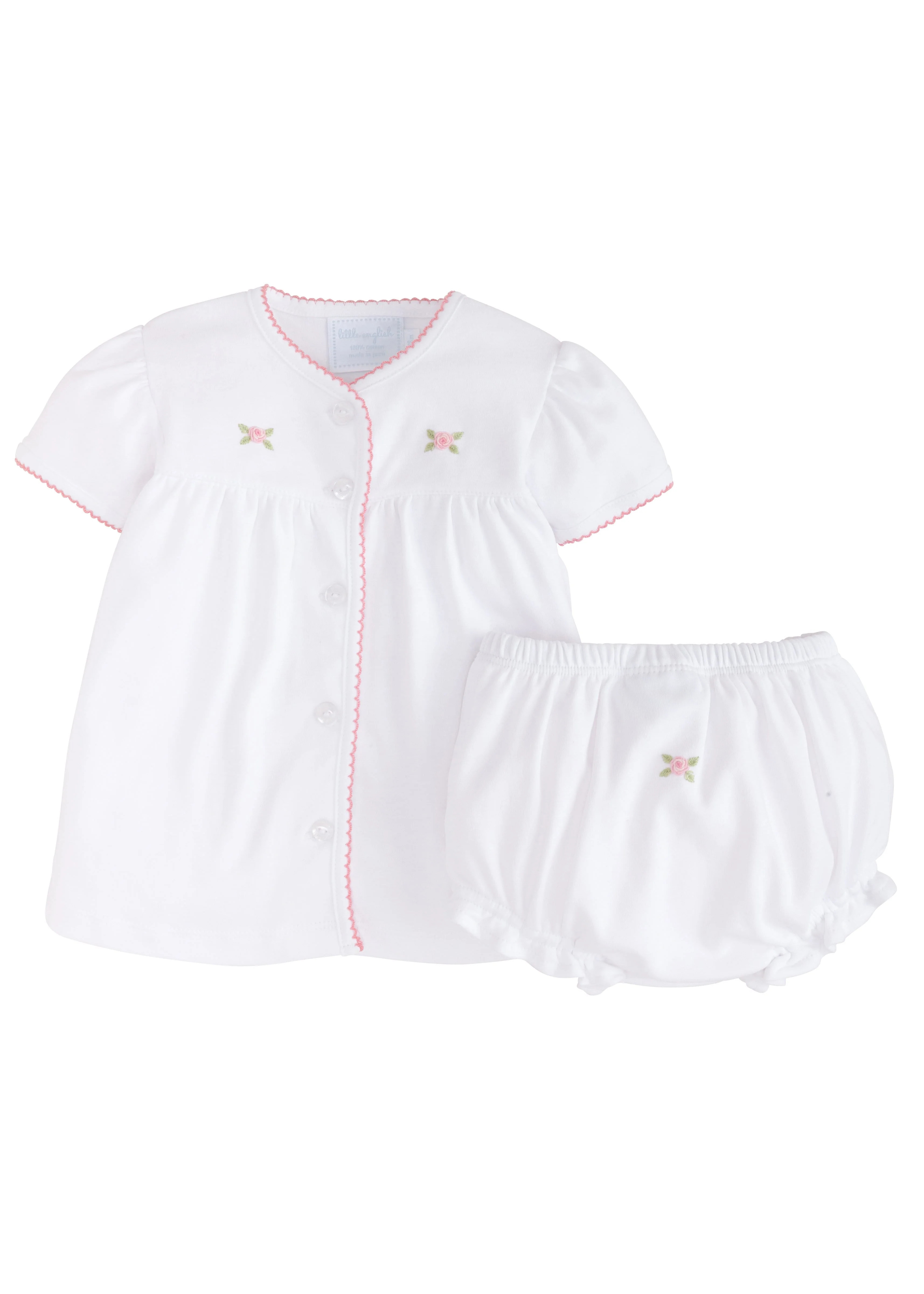 Baby Girl Layette Set - Infant Pink Rose Outfit | Little English
