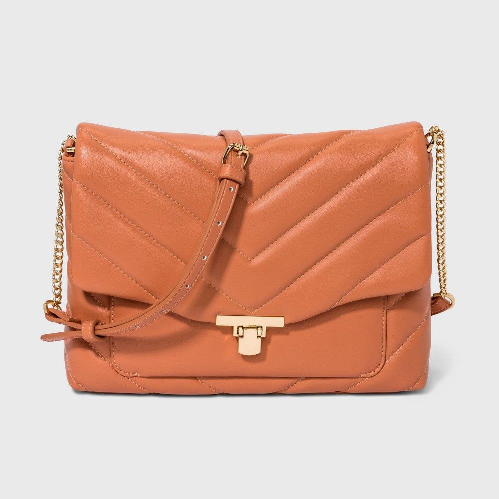 Quilted Boxy Crossbody Bag - A New Day Coral Orange | Target