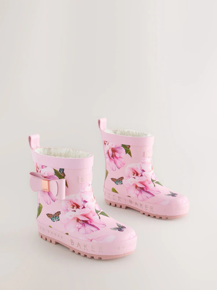 Baker by Ted Baker Girls Faux Fur Lined Welly Boots with Bow | Next US