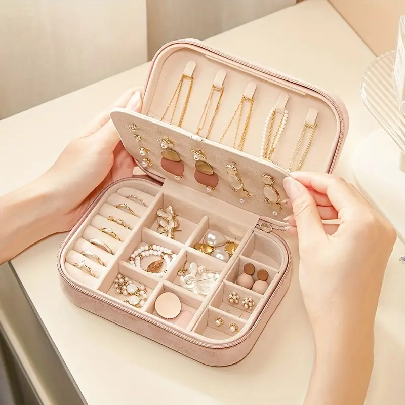 Velvet Zipper Jewelry Box Three tier Jewelry Storage Box - Temu | Temu Affiliate Program