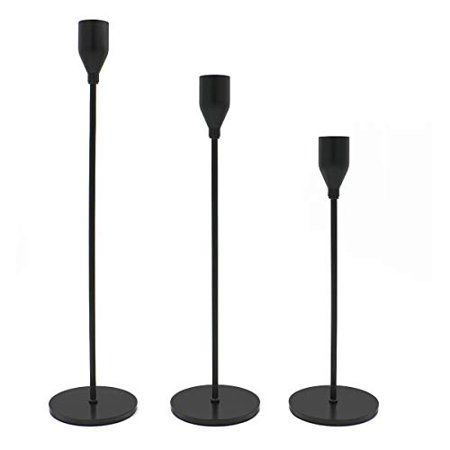 WillGail Set of 3 Matte Black Candle Holders for Taper Candles, Modern Decorative Candlestick Holder | Walmart (US)
