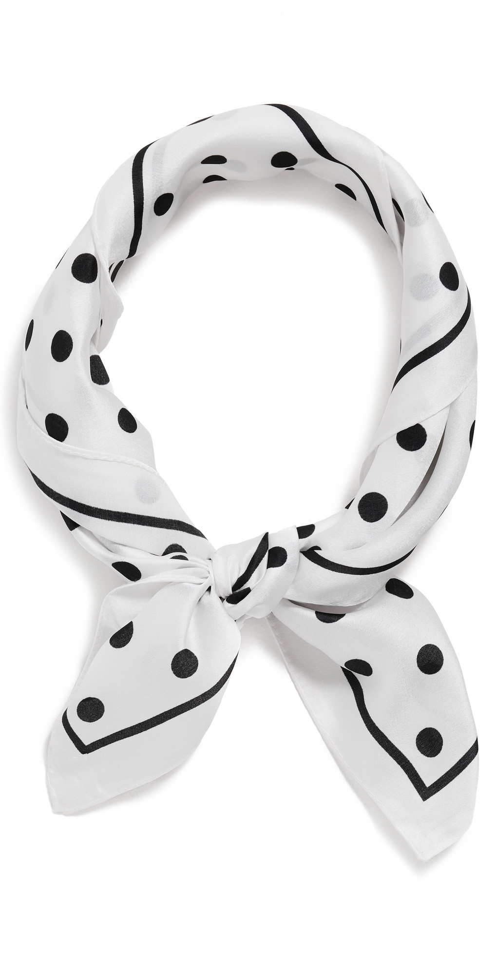 Lele Sadoughi Polka Dot Square Satin Scarf Jet Ivory One Size | Shopbop