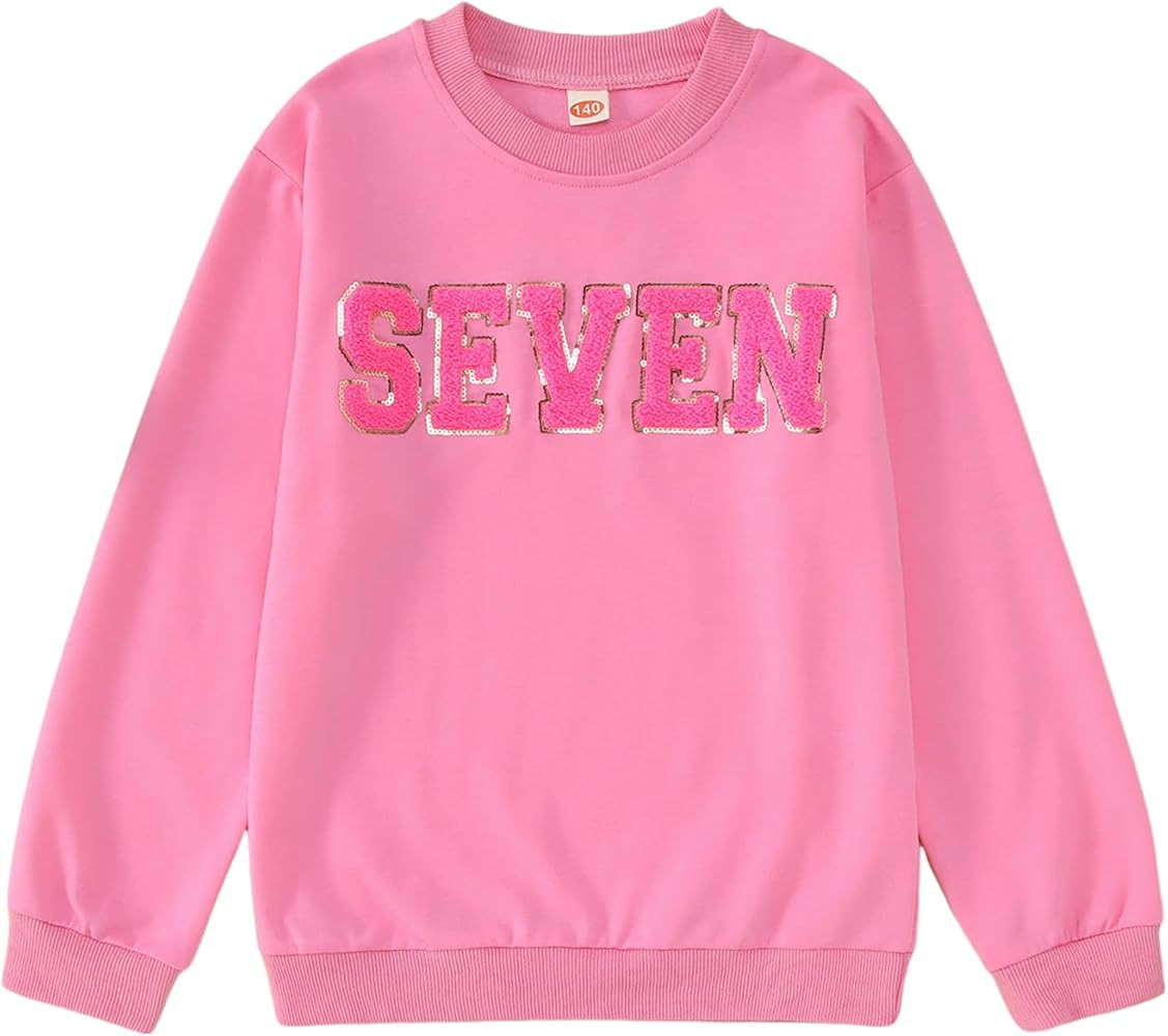 Toddler Baby Girls Birthday Outfit 2nd 3rd 4th 5th 6th 7th Bday Party Sweatshirt Chenille Patch L... | Amazon (US)