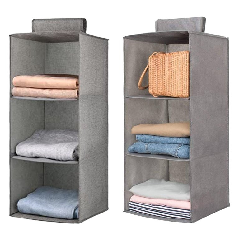 Mighty Rock Hanging Closet Organizer Storage 3 Shelf Cloth Hanging Shelves for Closet Space Saver... | Walmart (US)