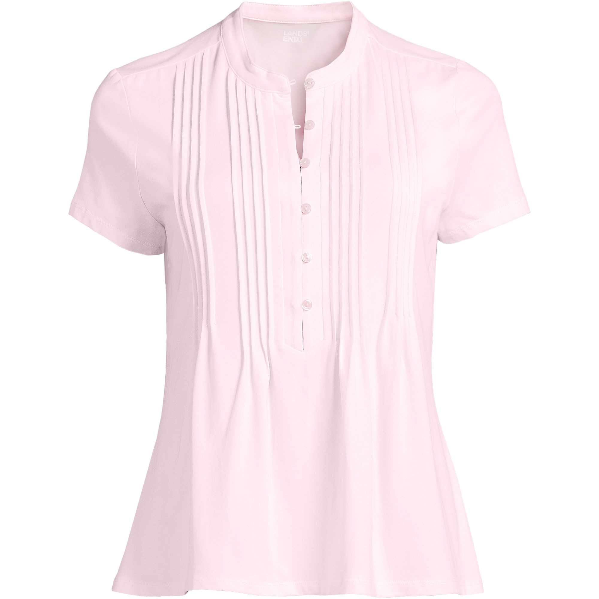 Women's Lightweight Jersey Button Pintuck Top | Lands' End (US)