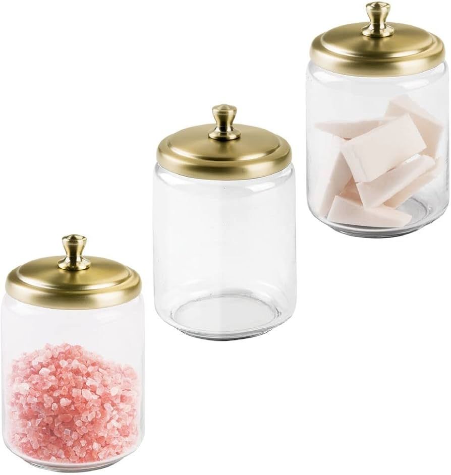 mDesign Storage Organizer Canisters, Apothecary Jar for Bathroom Vanity - Holds Cotton Swabs, Rou... | Amazon (CA)