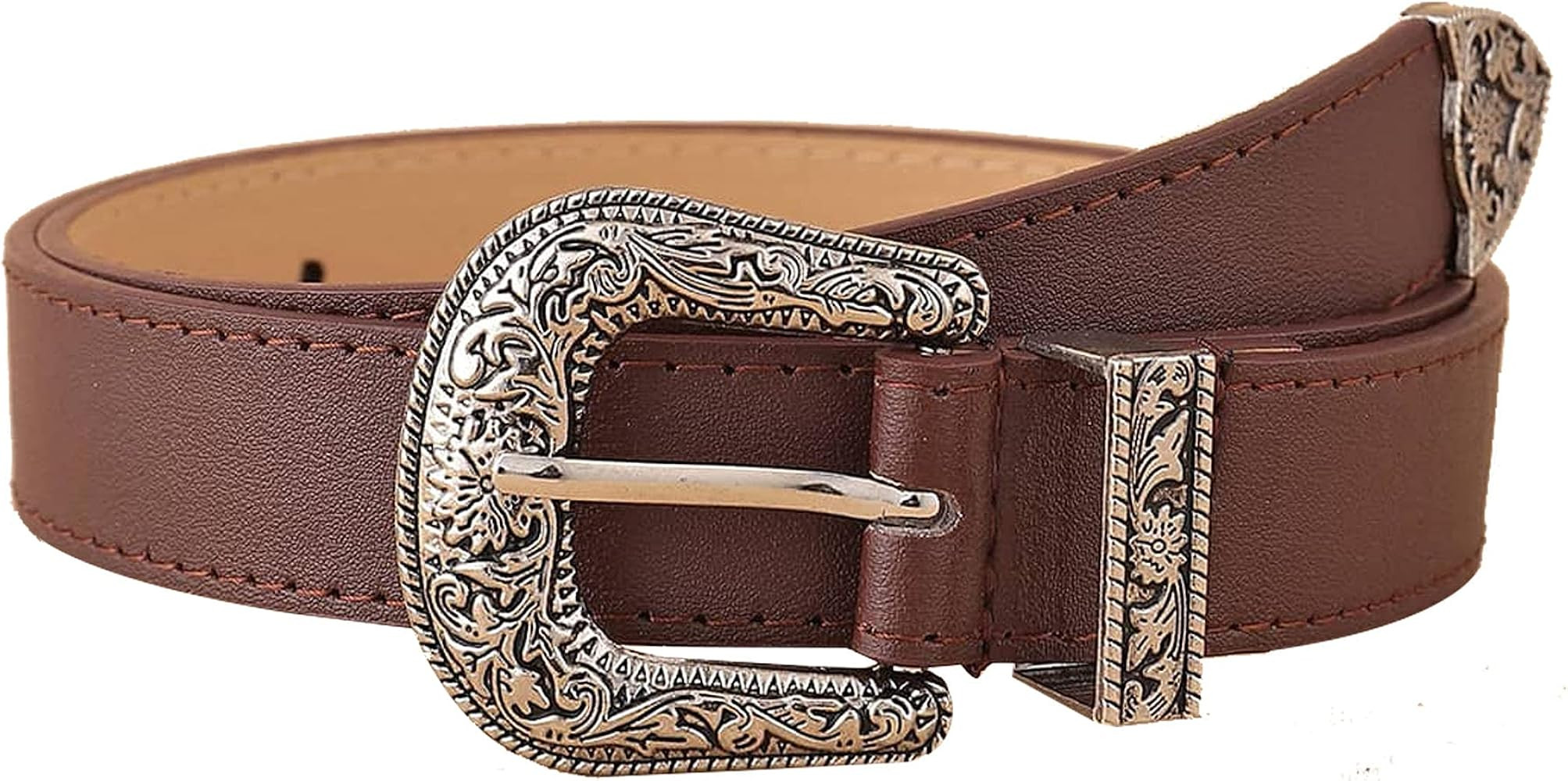 YCMI Women Western-Belts Vintage Leather Western Buckle Cowgirl Waist Belt for Jeans Pants Dresse... | Amazon (US)