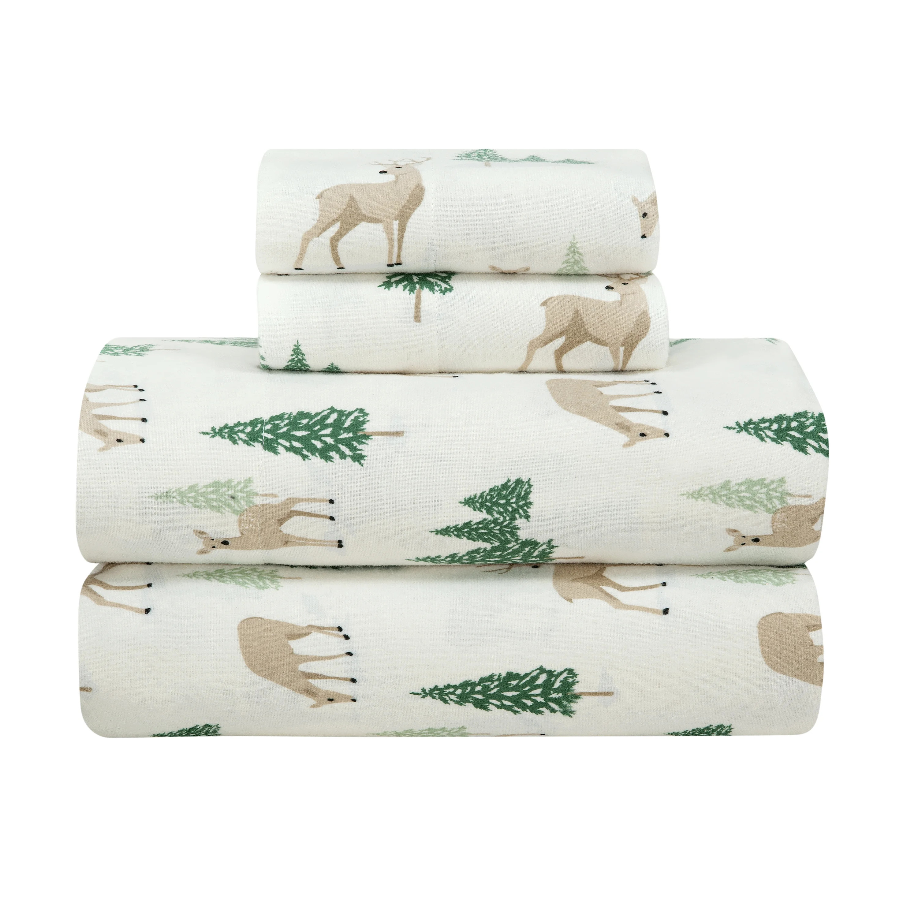 Mainstays 4-Piece Peace Full Deer Flannel Adult Sheet Set, Queen - Walmart.com | Walmart (US)