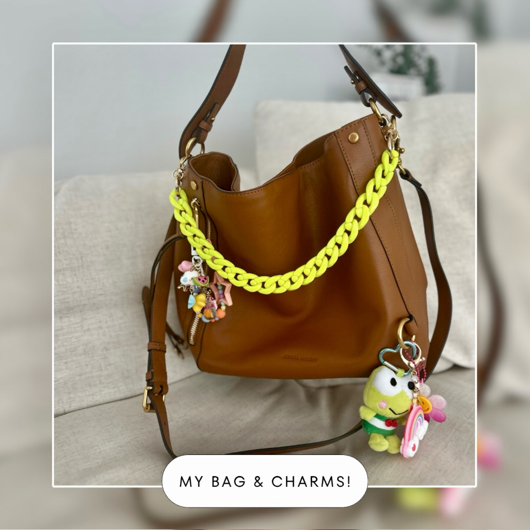 Having SO MUCH FUN with the bag-charm trend! Shop my bag and charms at the link in my bio! 🔗