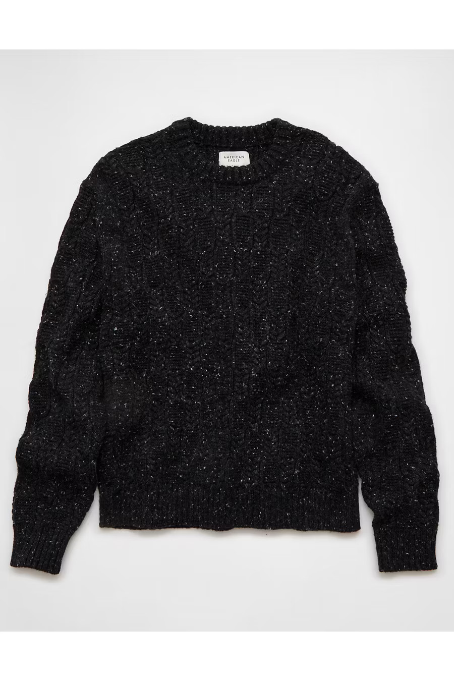 AE Cable Knit Crew Neck Sweater Men's Dark Heather Gray S | American Eagle Outfitters (US & CA)