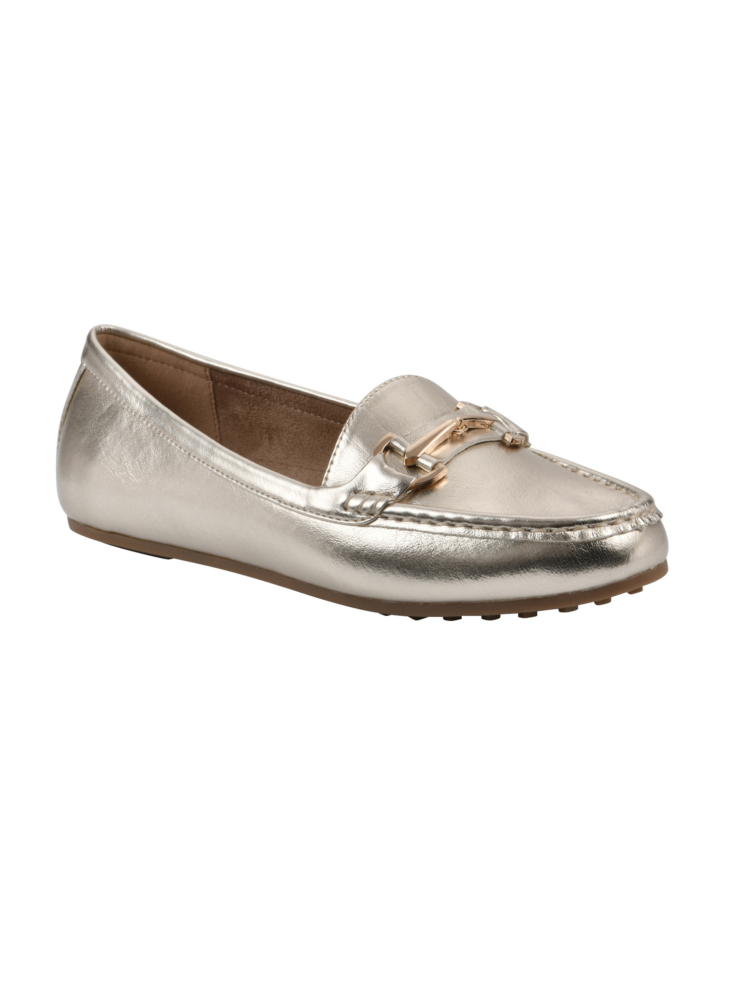 AEROSOLES Comfortable Women's Buckle Medium Loafer Shoe in Gold | Walmart (US)