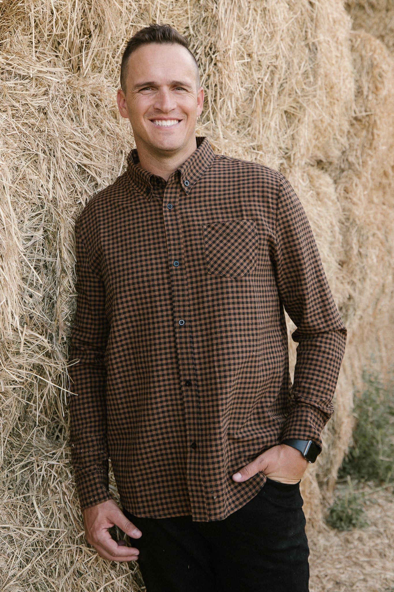 Mens John Shirt in Maple Brown Gingham | Ivy City Co