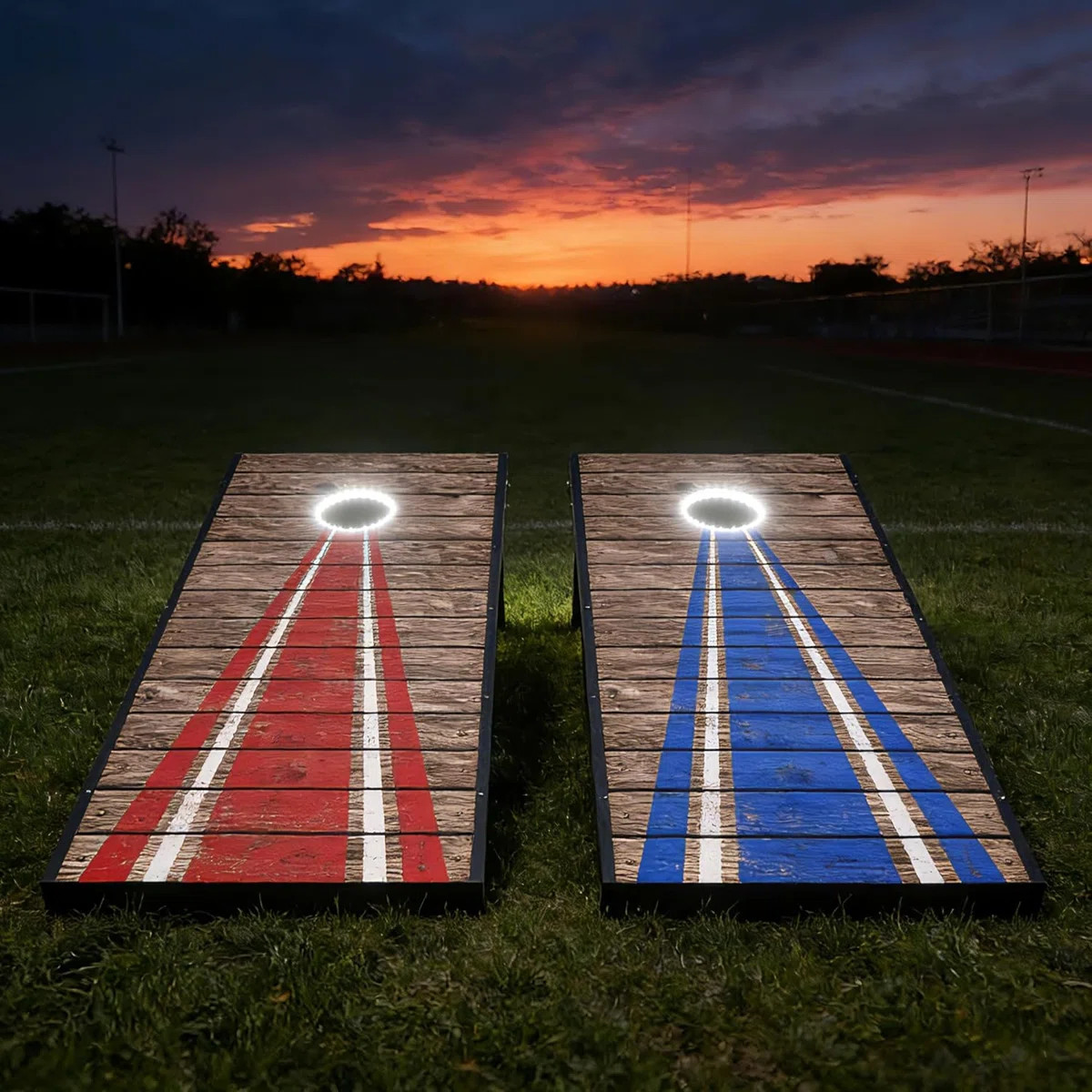 4x2 Ft Wooden LED Cornhole Game Set, Portable Outdoor Cornhole Boards with 8 Bean Bags for Backya... | Wayfair North America