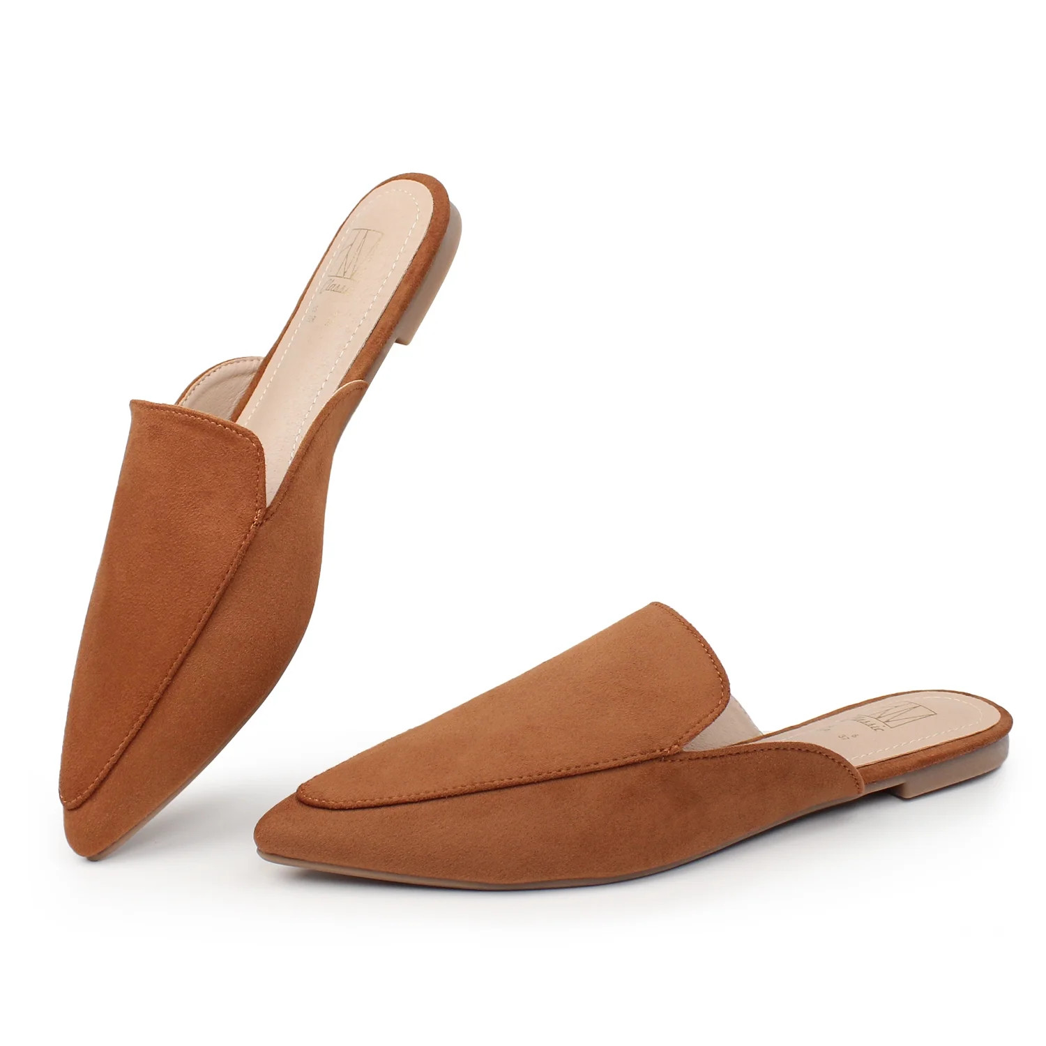 Hawkwell Women's Backless Slip on Slides Comfortable Loafer Shoes Flats Pointed Toe Mules,Brown,U... | Walmart (US)