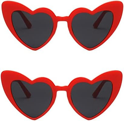 ALVOGIMOR 2 Pack Heart Shape Sunglasses,Colorful Trendy Sunglasses Vintage Cat Eye Glasses for Pa... | Amazon (US)