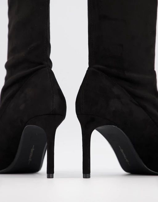 Bershka skinny heel sock boot in black | ASOS (Global)