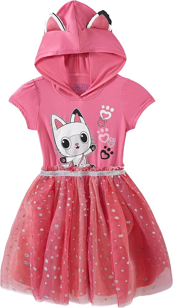 DREAMWORKS GABBY'S DOLLHOUSE Girls Cosplay Hooded Tulle Dress with Ears for Toddler and Big Kids | Amazon (US)