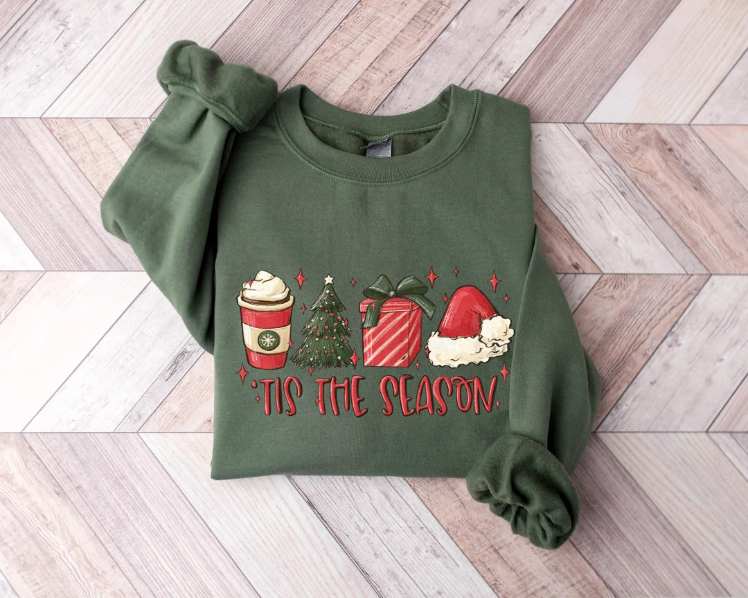 Tis the Season Sweatshirt, Christmas Tis the Season Sweatshirt, Merry Christmas Shirt, Christmas ... | Etsy (US)