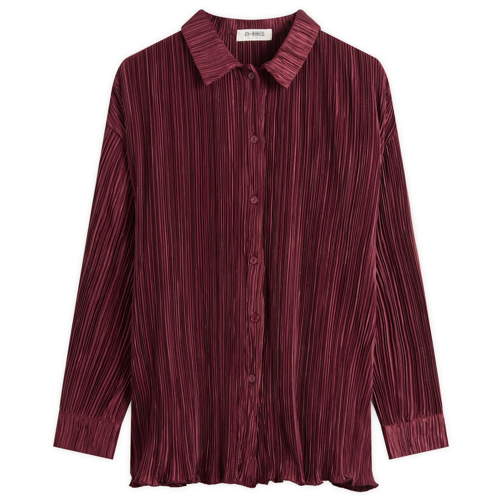 4th & Reckless Women's Plisse Shirt Burgundy | END. Clothing