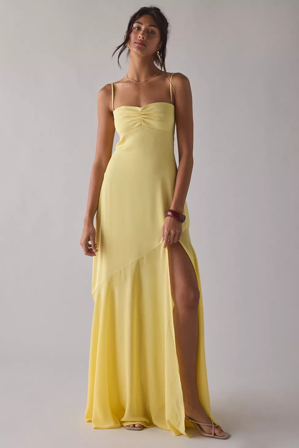 UO Sky High Sheer Illusion Asymmetric Maxi Dress | Urban Outfitters (US and RoW)