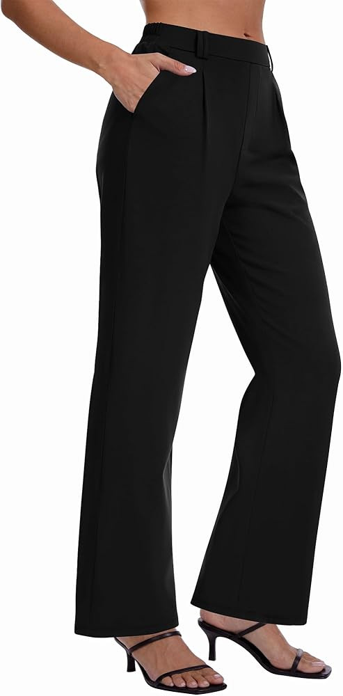 DLOODA Womens Dress Pants High Waisted Straight Leg Work Pants Pull On Business Casual Trousers S... | Amazon (US)