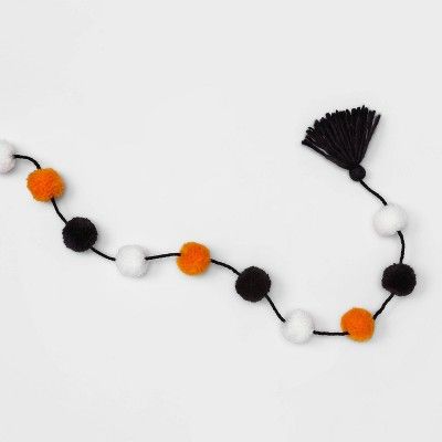 Halloween Garland with Orange/Black Pom Pom - Hyde &#38; EEK! Boutique&#8482; | Target