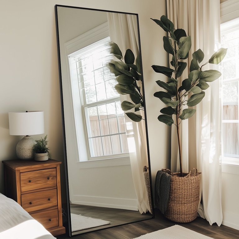 Full Length Floor Mirror 71"x28" Rectangle Floor Standing Tall Mirror with Aluminum Frame, Leanin... | Walmart (US)