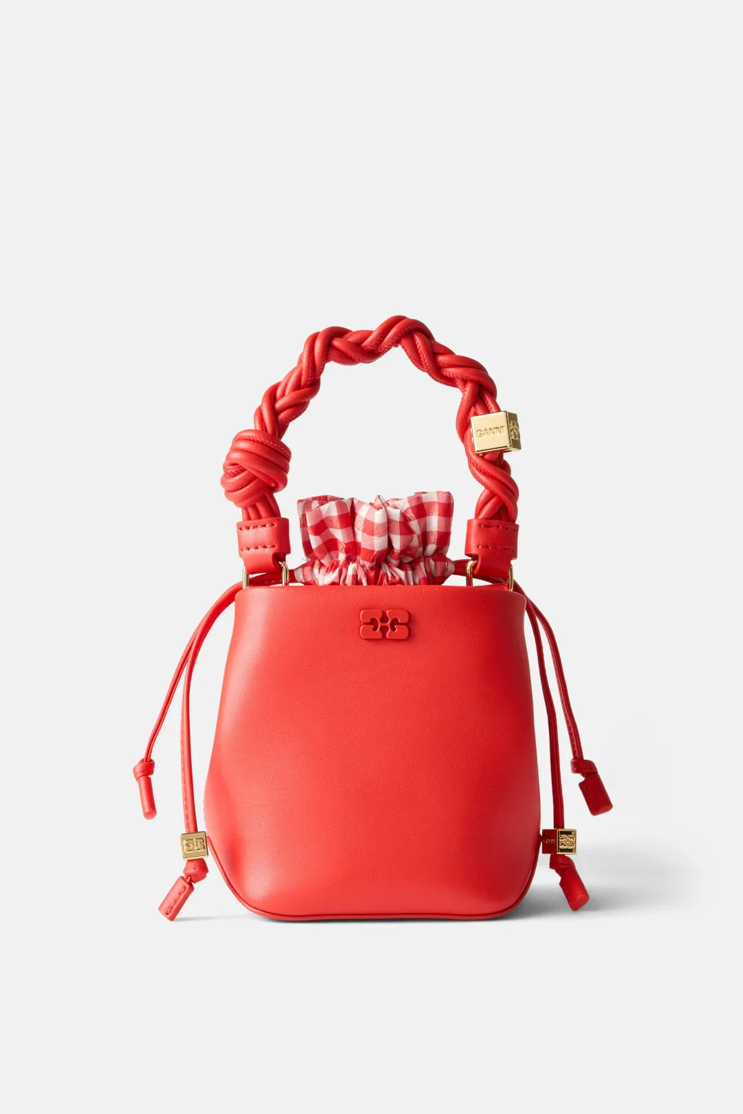 Ganni Bou Bucket Mini Vichy Pouch | Rent the Runway
