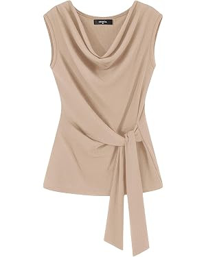 ZESICA Women's Summer Business Casual Tank Tops 2026 Cowl Neck Sleeveless Knit Slim Shirts Spring... | Amazon (US)