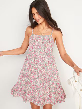 Sleeveless Tiered Floral-Print Swing Dress for Women | Old Navy (US)