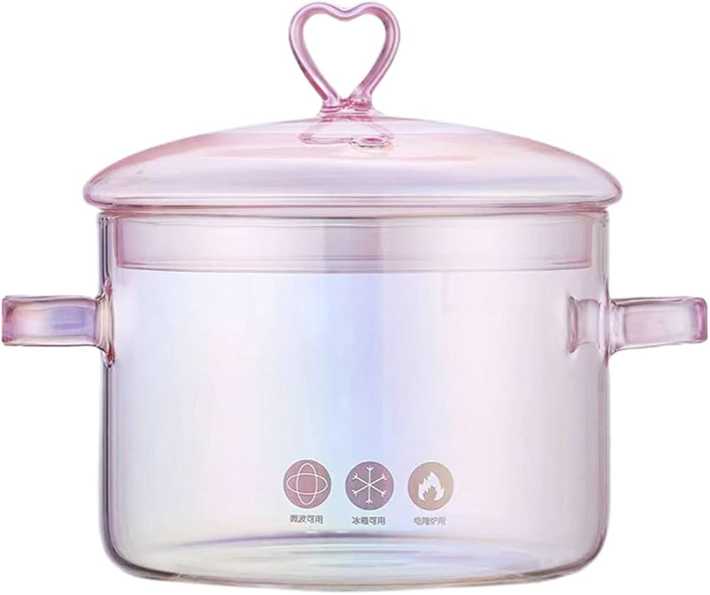 ERINGOGO Pink Glass Stockpot with Lid,  50oz/ 1500ml Glass Saucepan Heat Resistant Borosilicate C... | Amazon (US)