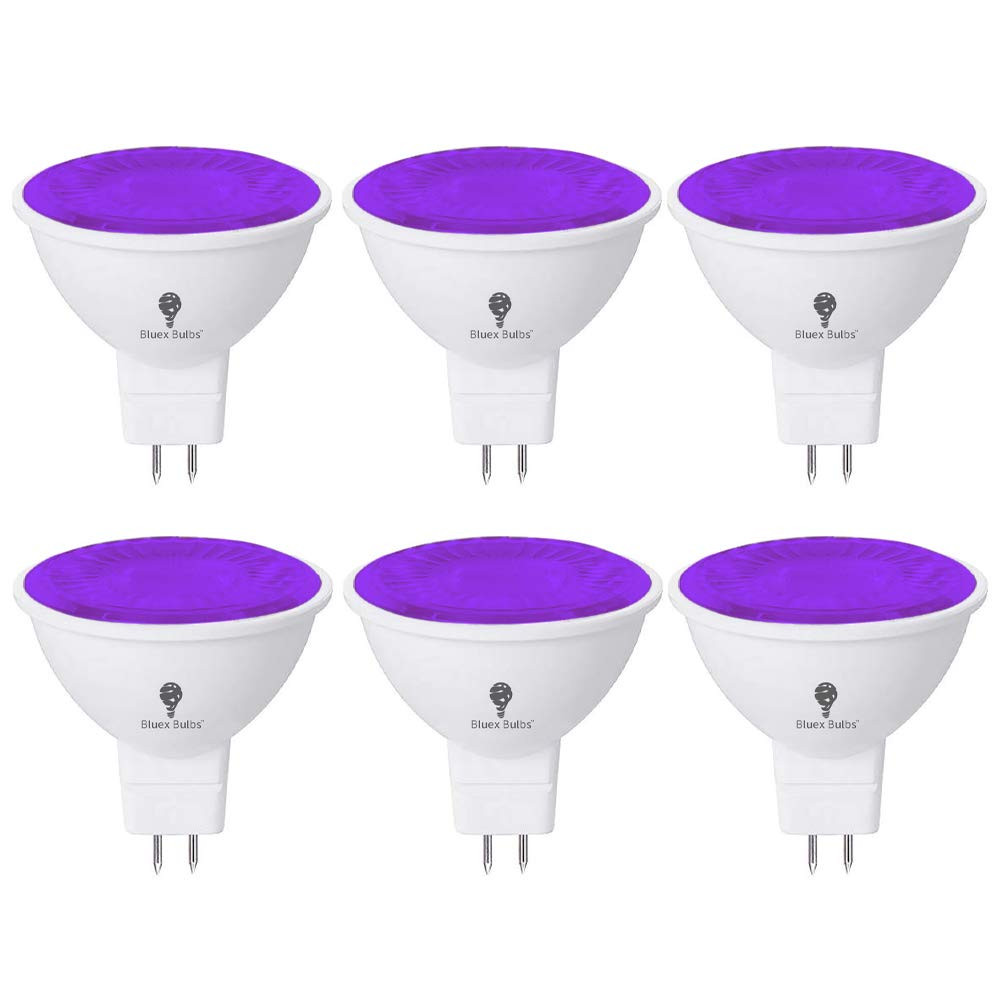 BlueX 6 Pack LED MR16 Purple Light Bulb - 6W (50Watt Equivalent) - GU5.3 Bi-Pin Base 12V, Party D... | Amazon (US)