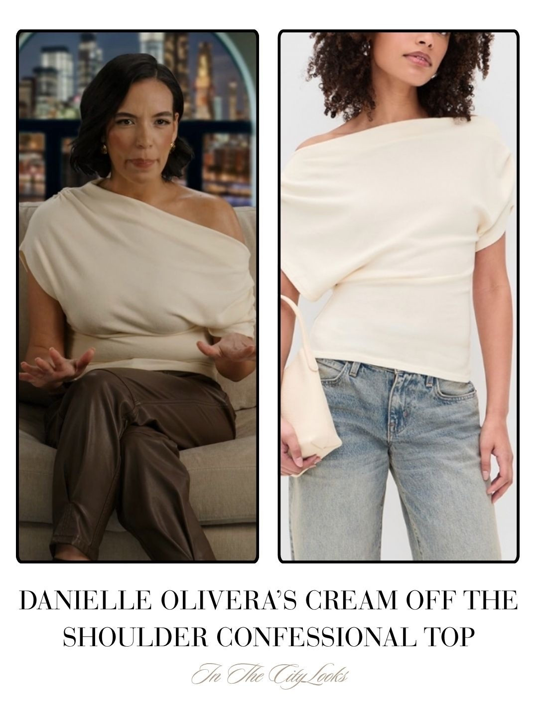 Danielle Oliver’s Cream Off The Shoulder Confessional Top