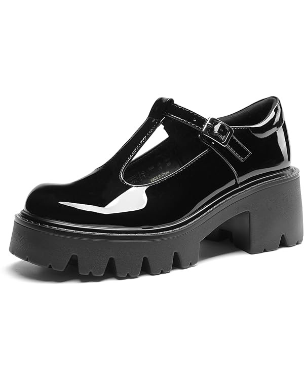 DREAM PAIRS Women's T-Strap Mary Jane Shoes Low Platform Chunky Block Heels Closed Toe Work Pumps... | Amazon (US)