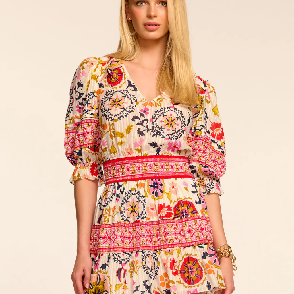 Barbara Cotton Short Sleeve Smocked Mini Dress | Ramy Brook