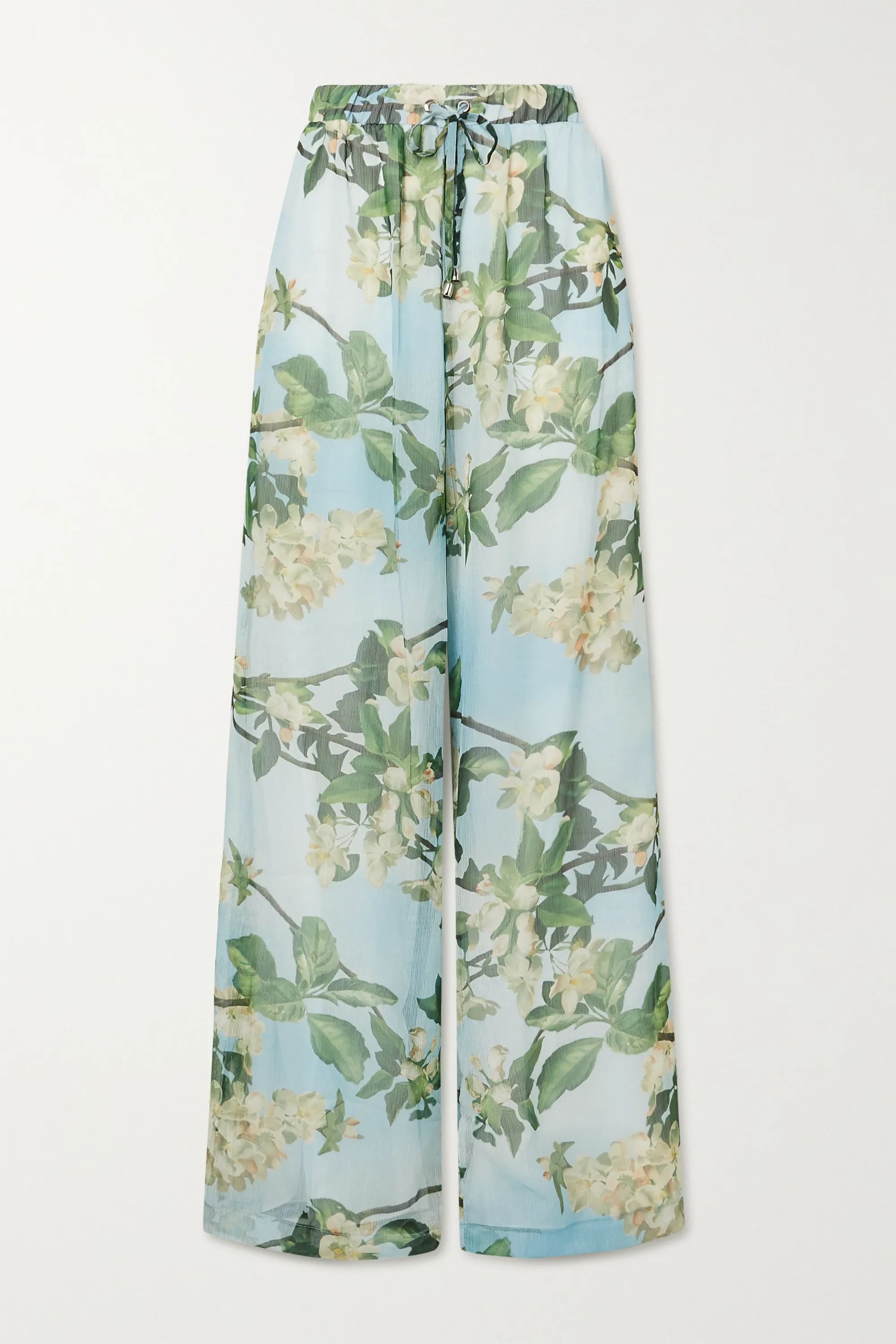 Mint Floral-print crepon wide-leg pants | PatBO | NET-A-PORTER | NET-A-PORTER (US)